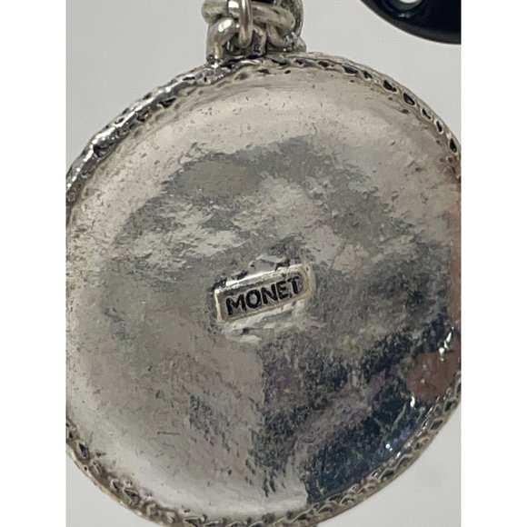 Monet Earrings 1” Silvertone Vintage 2" drop with Chains - Picture 3 of 5